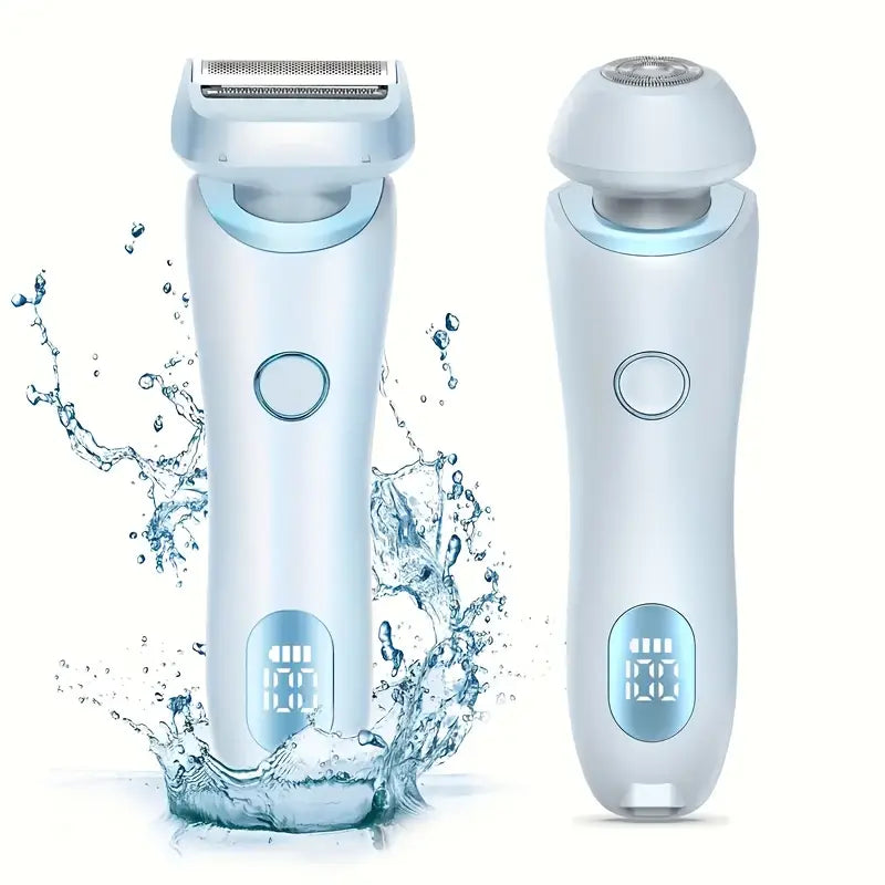 2-in-1 Electric Shaver for Women - Waterproof Trimmer for Legs & Face,Wet&Dry Use