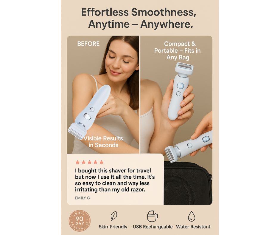 2-in-1 Electric Shaver for Women - Waterproof Trimmer for Legs & Face,Wet&Dry Use