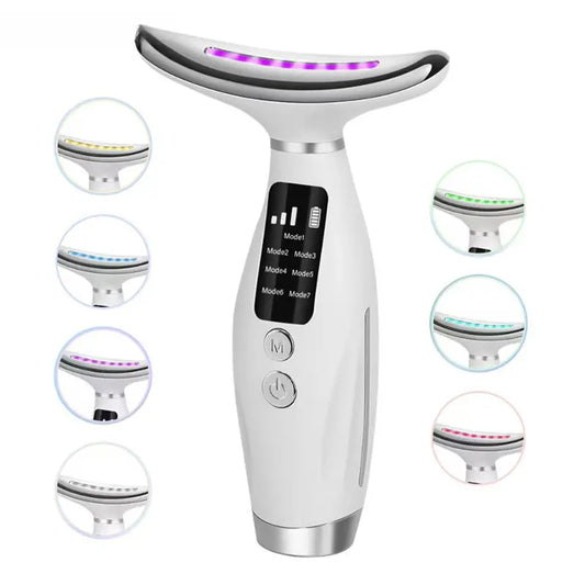 7 Colors LED Lights Face Neck Beauty Device Vibration Massage Improve Neck Lines Reduce Double Chin Neck Lifting Massager
